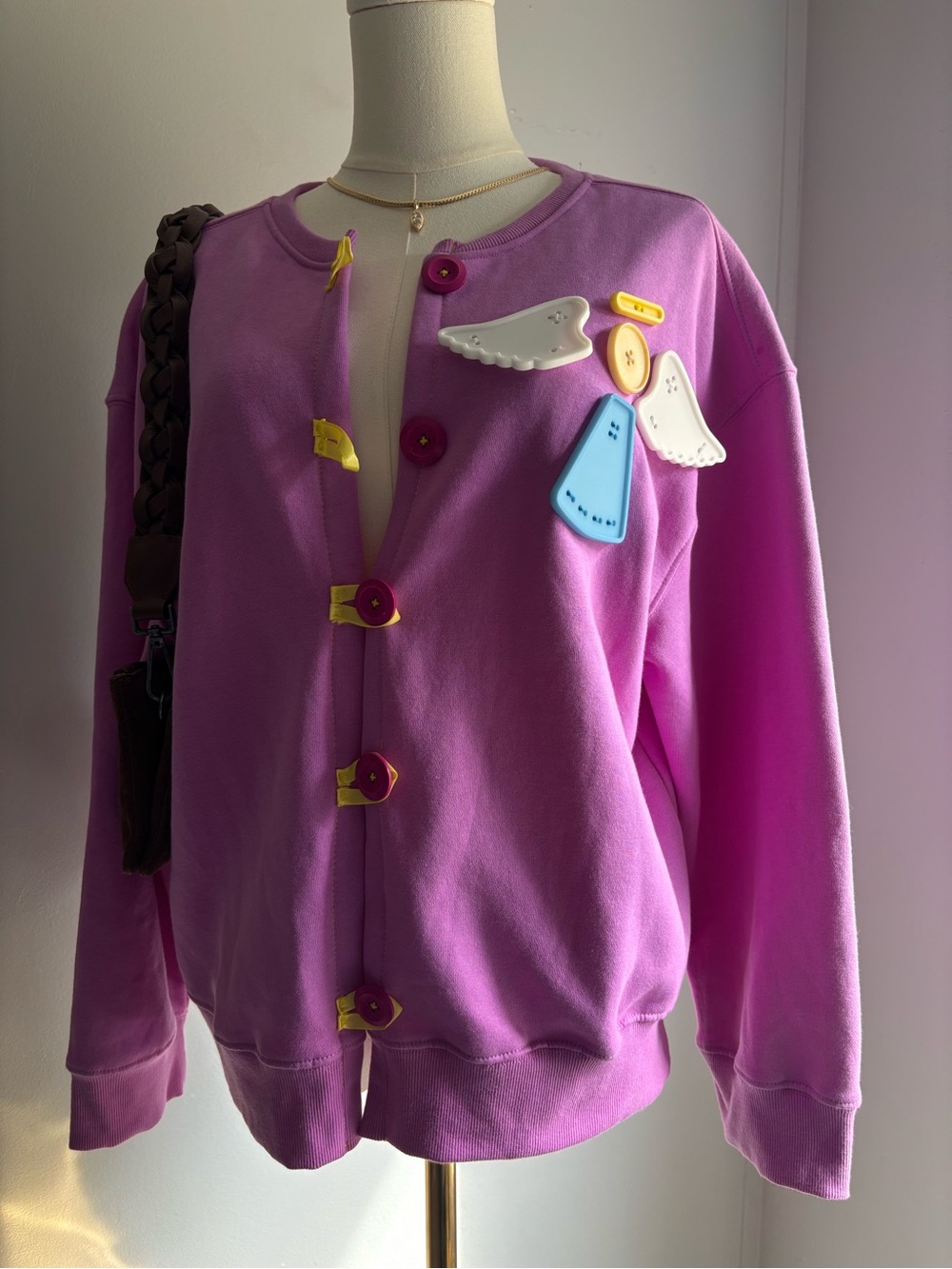 Women’s Pink Angel Embellished Cardigan